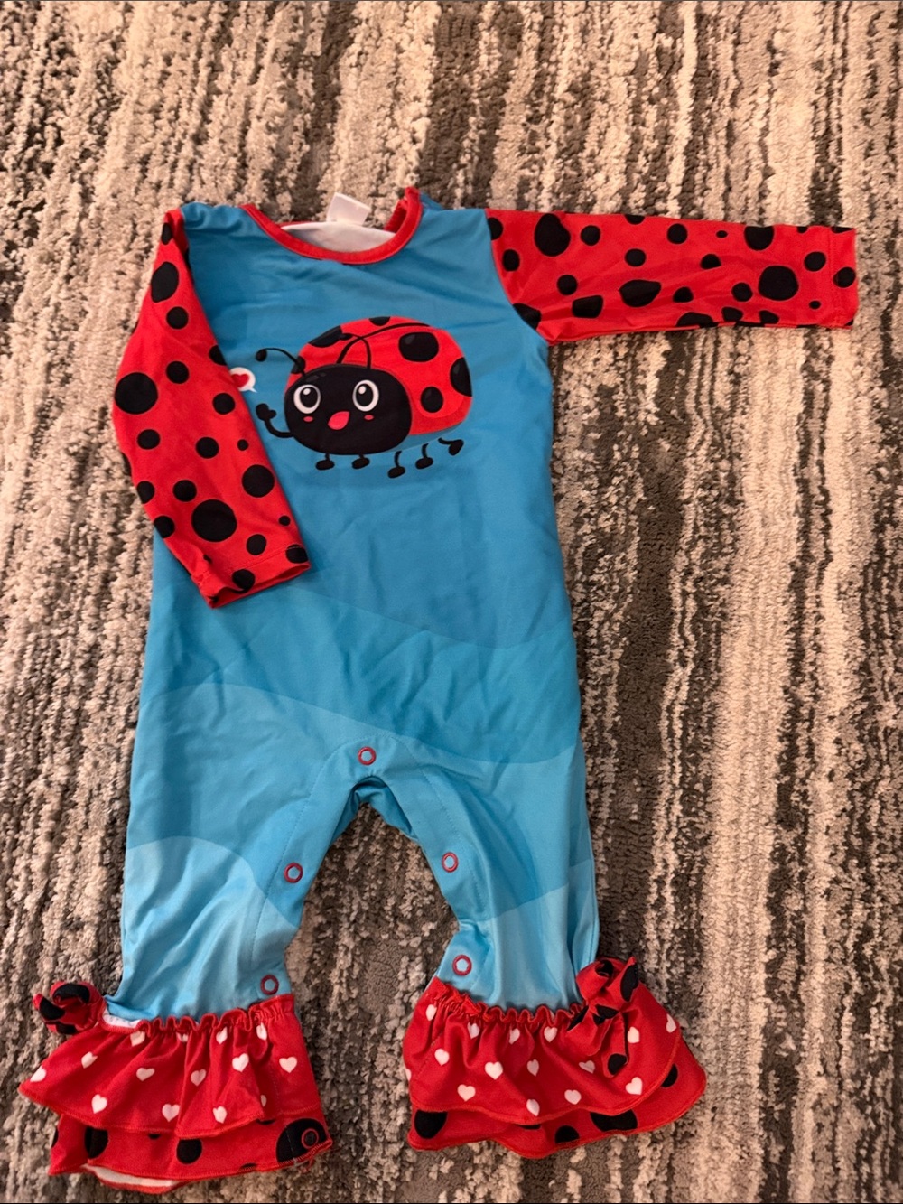 Blue & Red Ladybug Footie One-Piece for Kids - Brand Unspecified